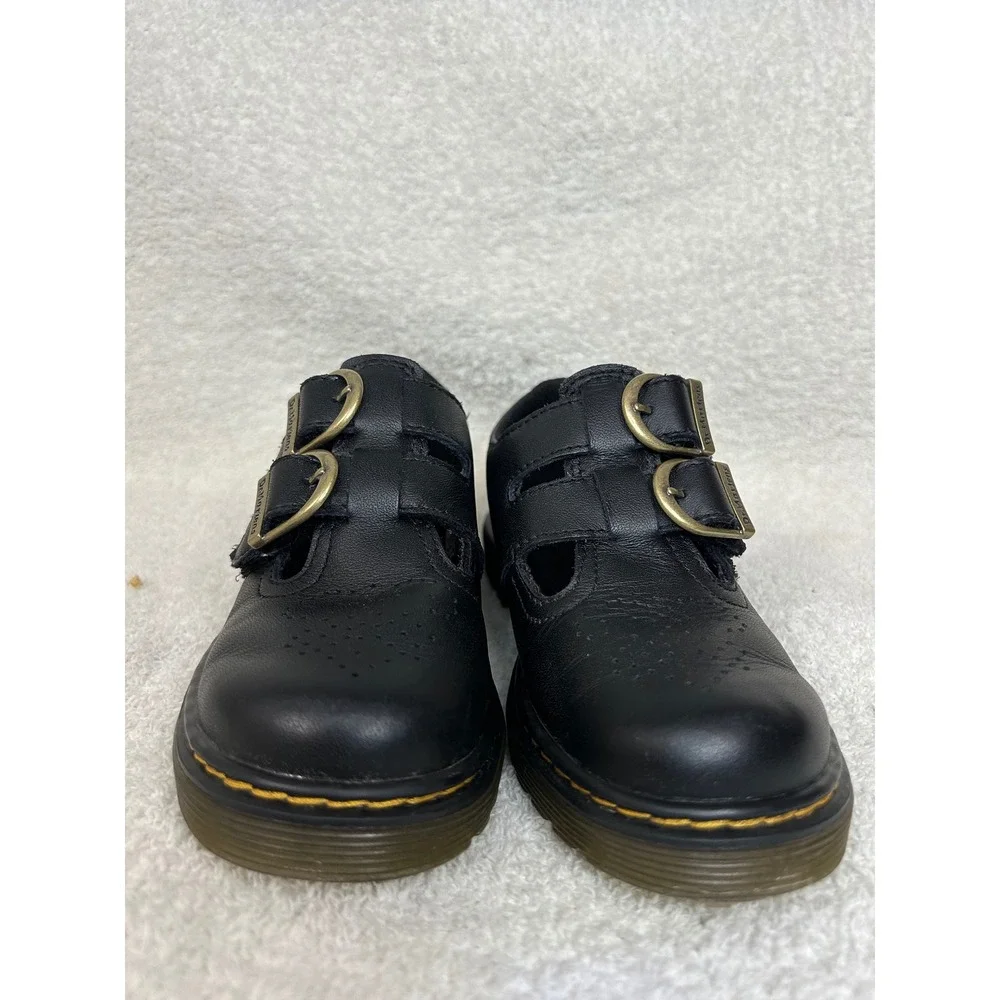 Dr. Martens kids Mary Jane Black Leather Double Strap Shoes Size 11 US